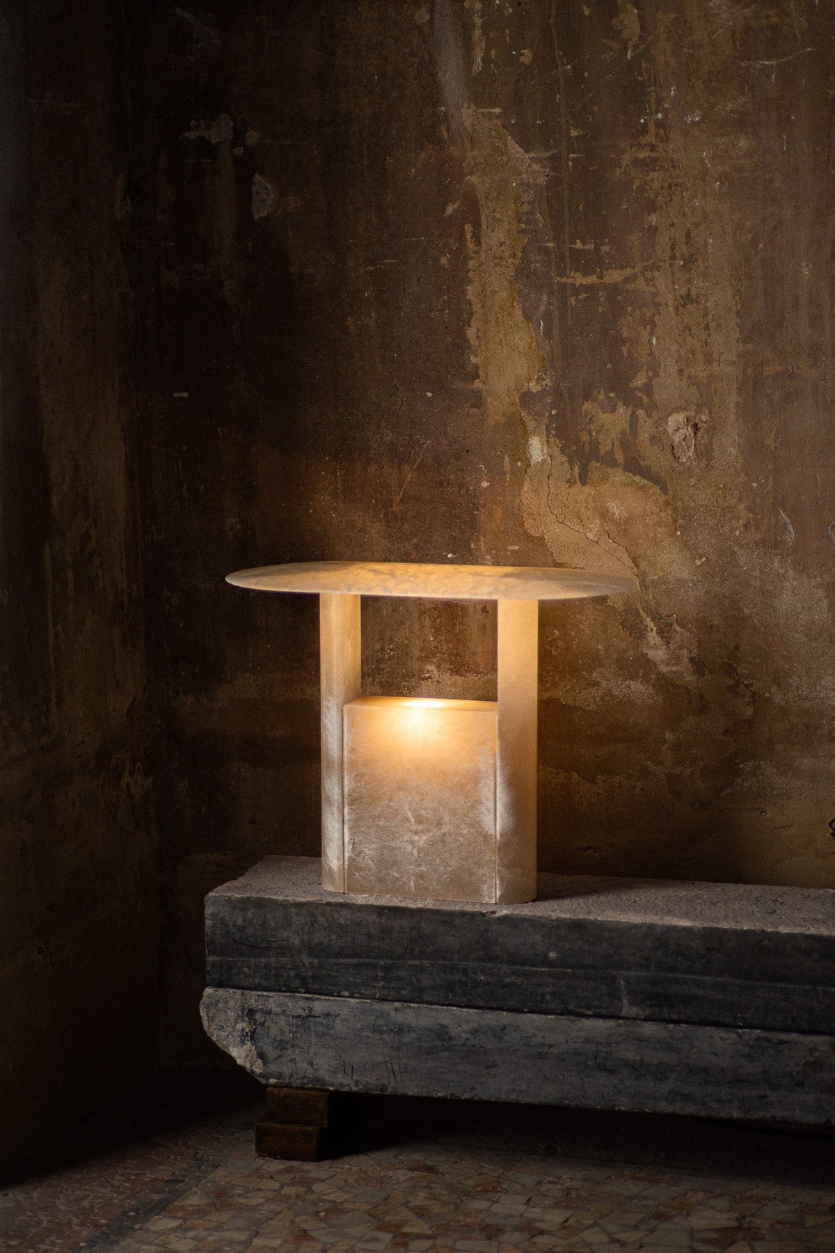 Pagoda Alabaster Table Lamp - Carved Natural Stone LED Light
