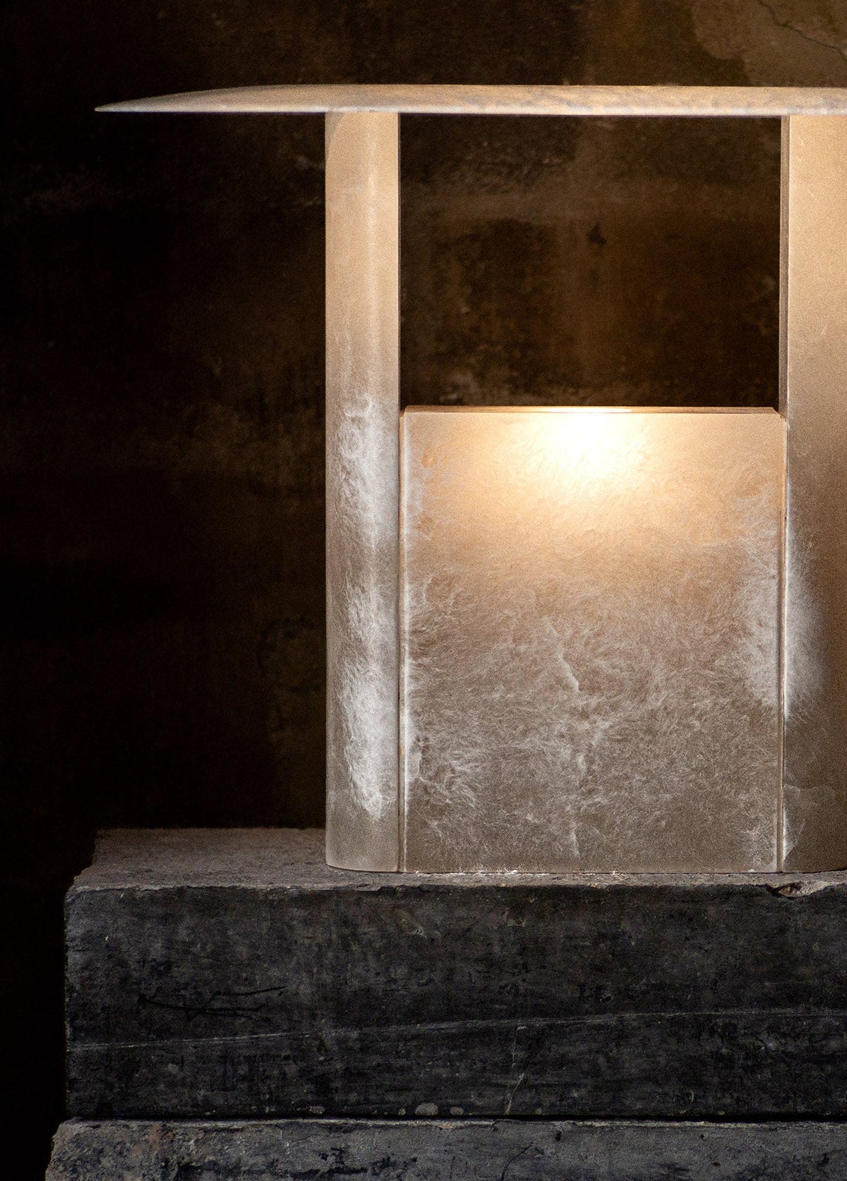 Pagoda Alabaster Table Lamp - Carved Natural Stone LED Light