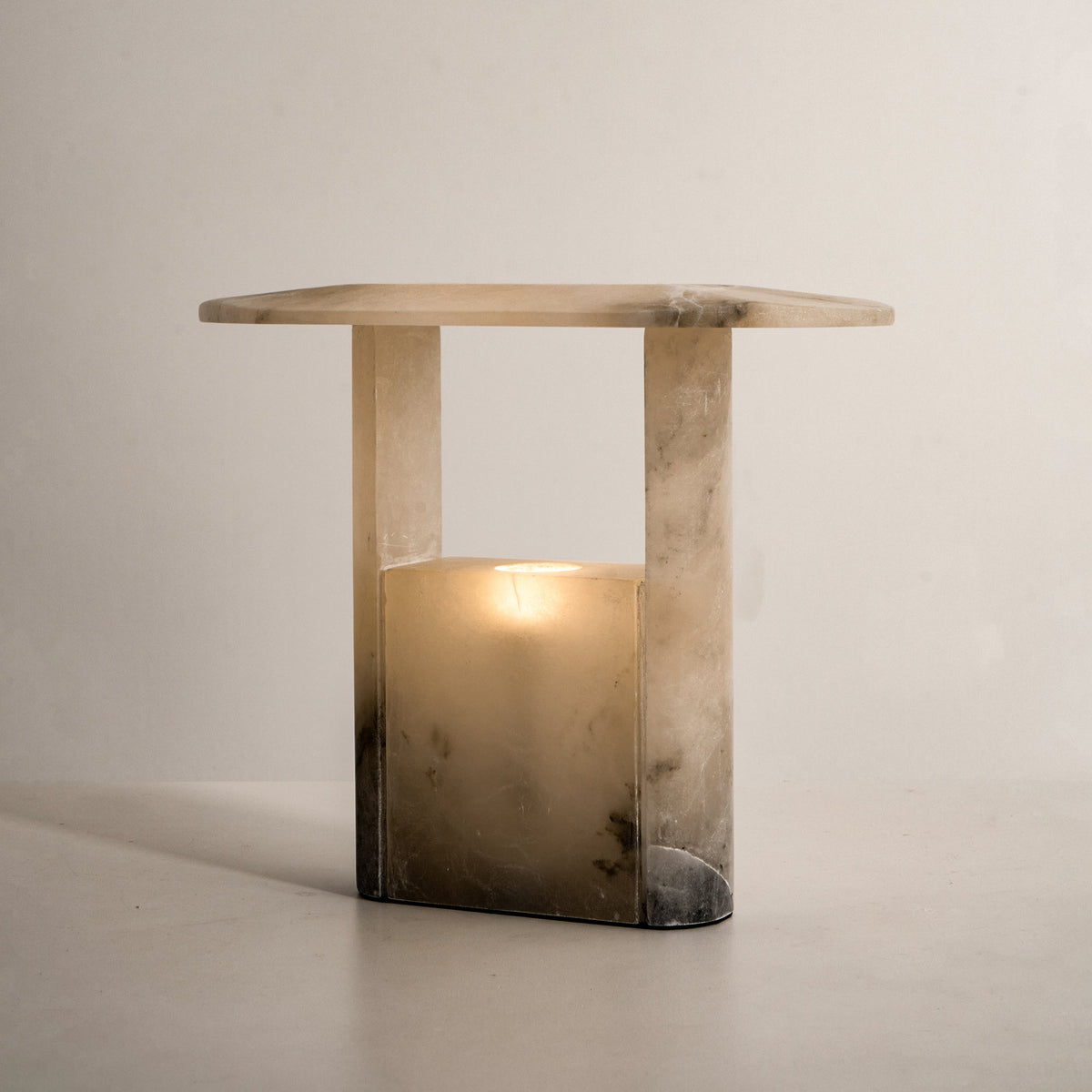 Pagoda Alabaster Table Lamp - Carved Natural Stone LED Light