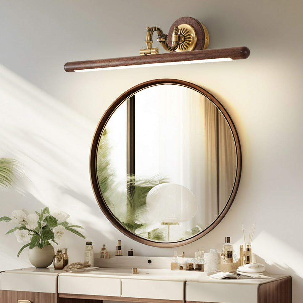 Adjustable Picture Wall Lamp – Walnut Wood & Brass Art Display & Work Light