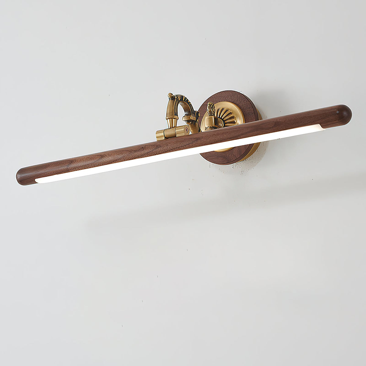 Adjustable Picture Wall Lamp – Walnut Wood & Brass Art Display & Work Light