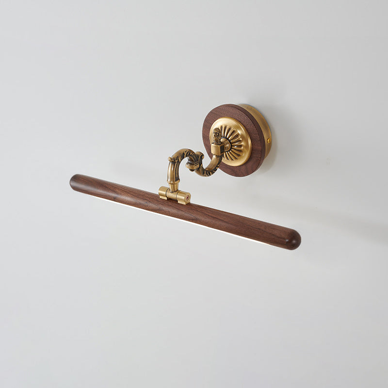 Adjustable Picture Wall Lamp – Walnut Wood & Brass Art Display & Work Light