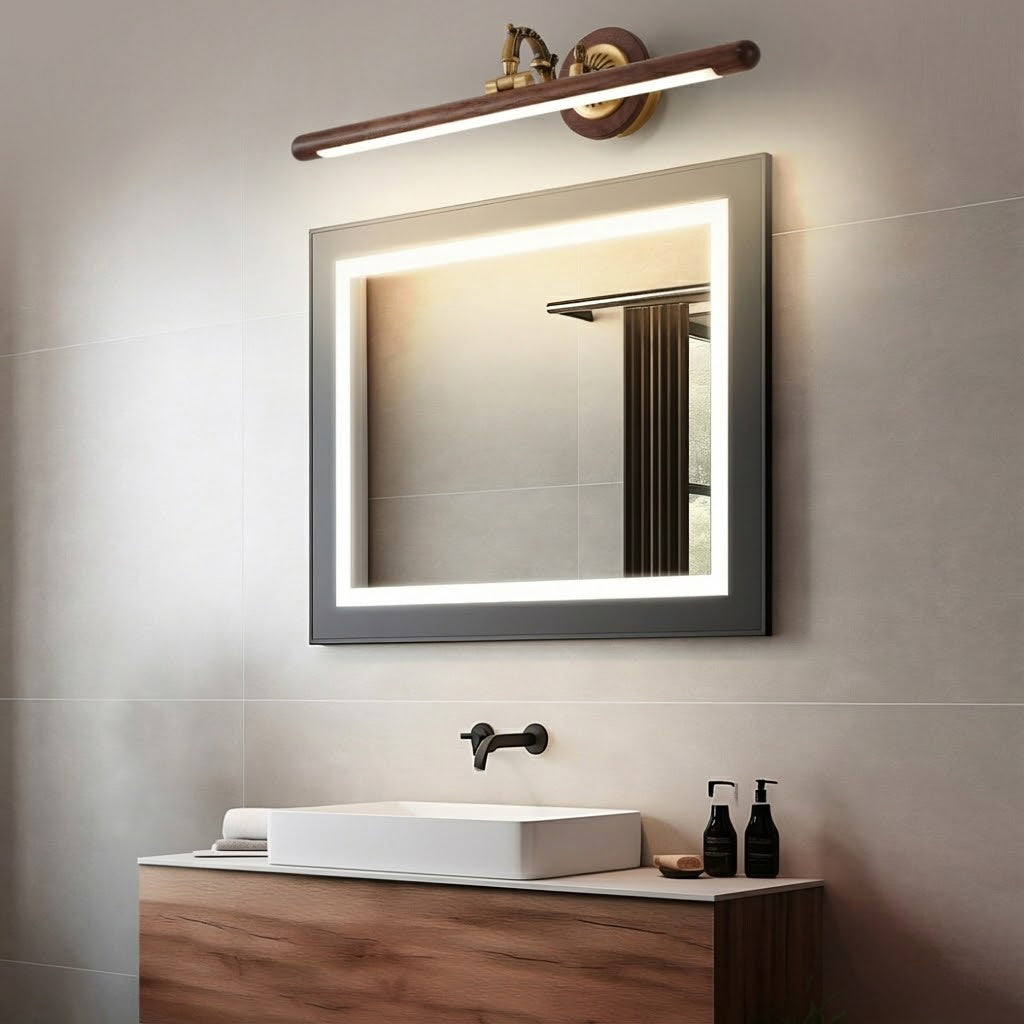 Adjustable Picture Wall Lamp – Walnut Wood & Brass Art Display & Work Light