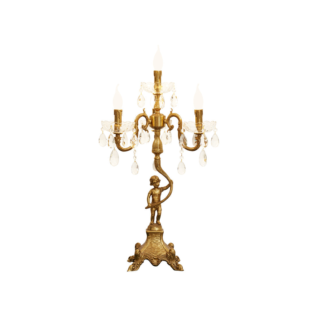 Pairpoint Candlestick Table Lamp - Brass & Crystal Candelabra Light