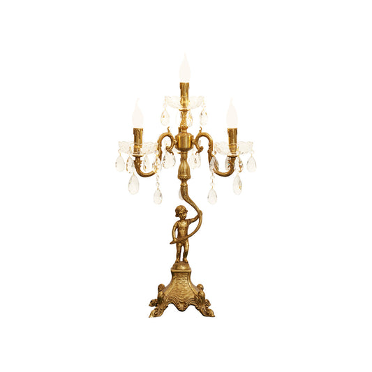 Pairpoint Candlestick Table Lamp - Brass & Crystal Candelabra Light