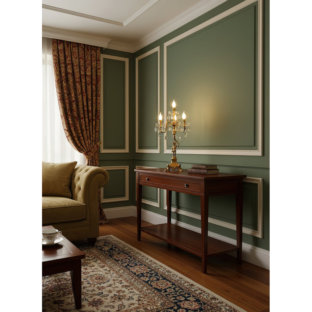 Pairpoint Candlestick Table Lamp - Brass & Crystal Candelabra Light
