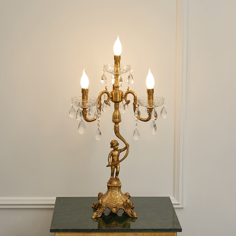Pairpoint Candlestick Table Lamp - Brass & Crystal Candelabra Light