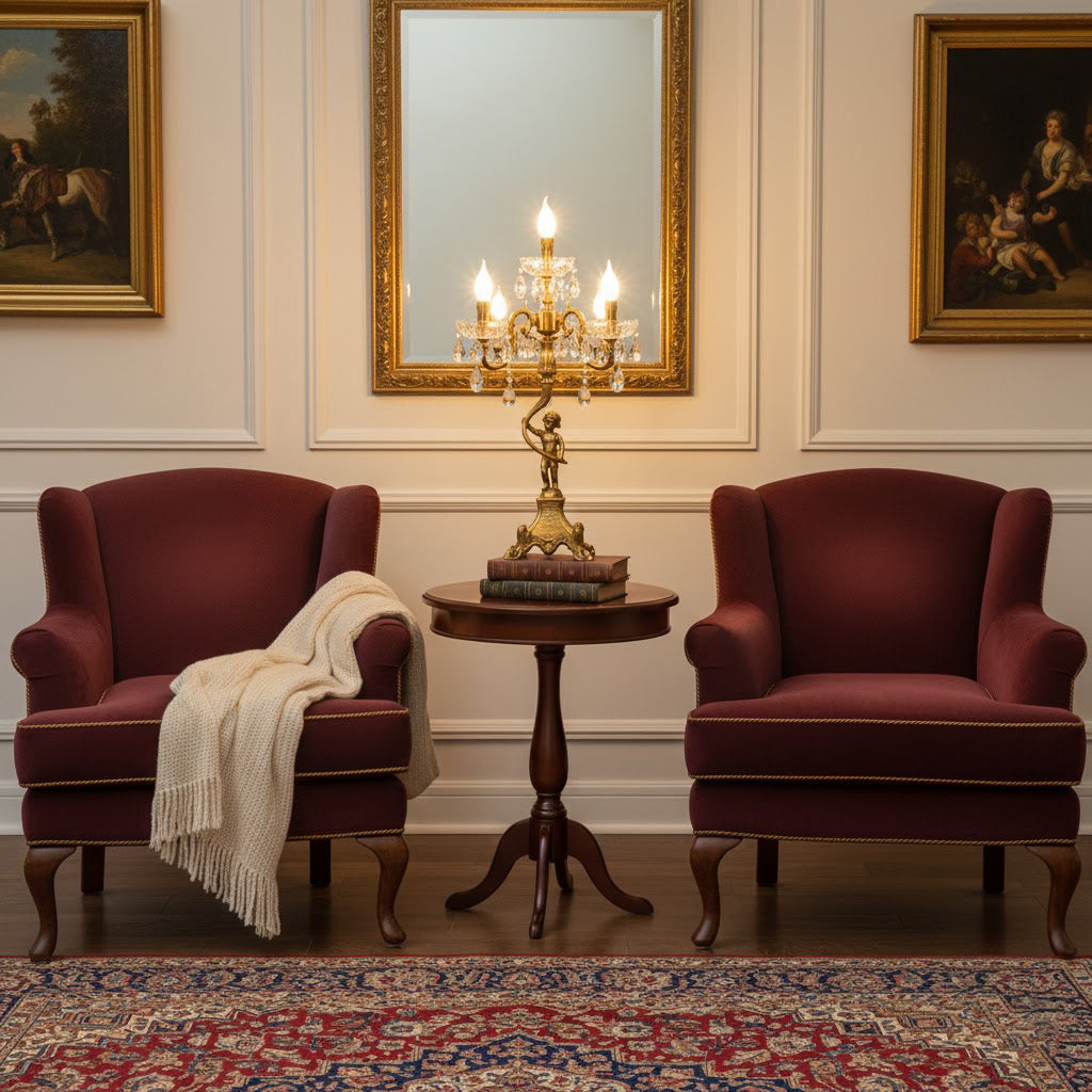 Pairpoint Candlestick Table Lamp - Brass & Crystal Candelabra Light