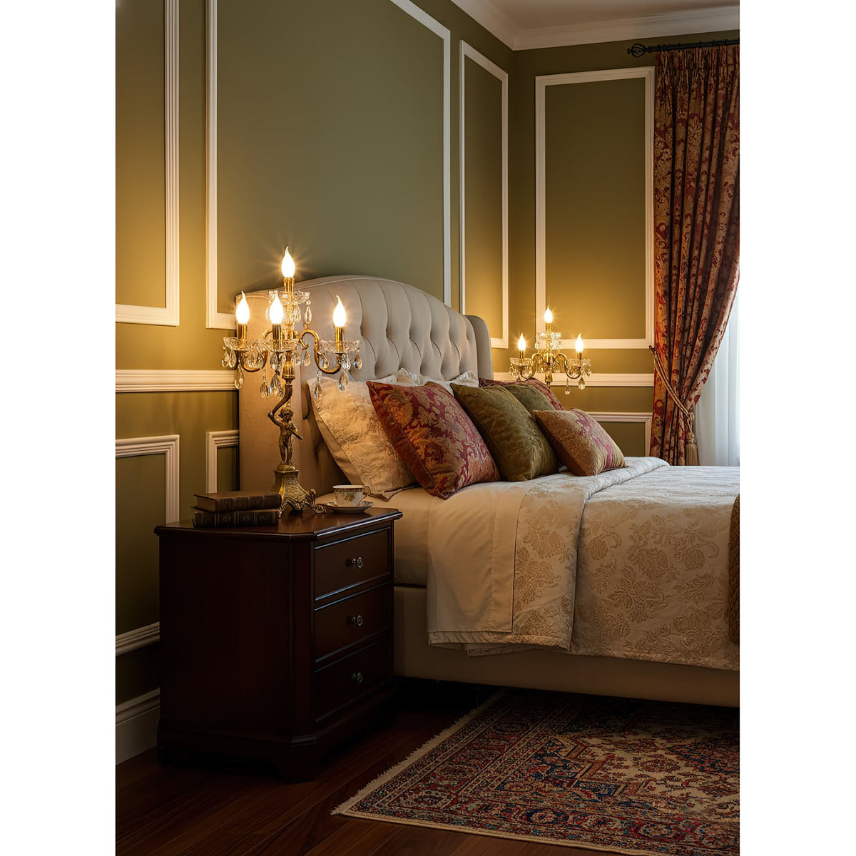 Pairpoint Candlestick Table Lamp - Brass & Crystal Candelabra Light