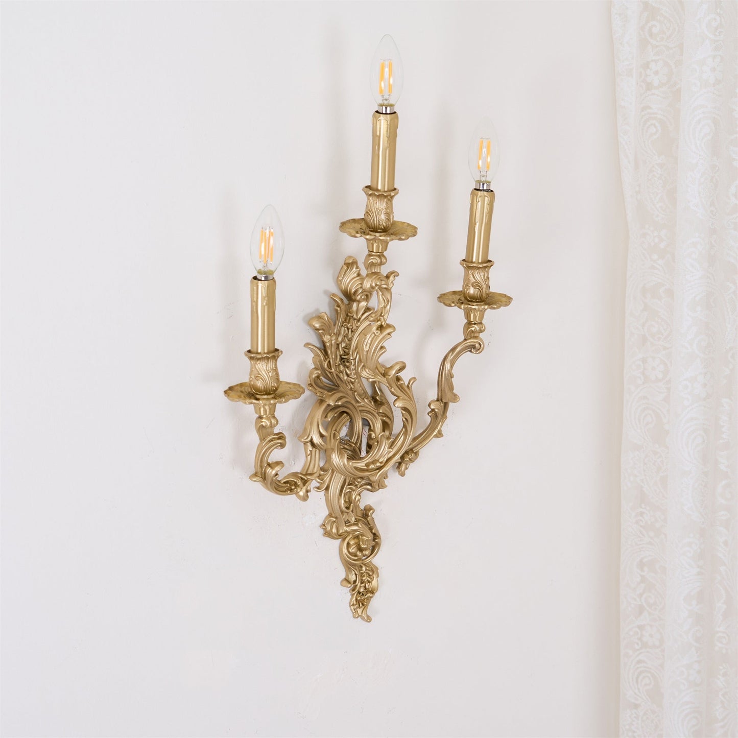 Palace Wall Light - Lost-Wax Hand-Cast Solid Brass Rococo Sconce