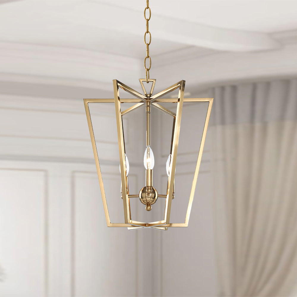 Palais Lantern Pendant Light - Open Geometric Gold Lantern Chandelier