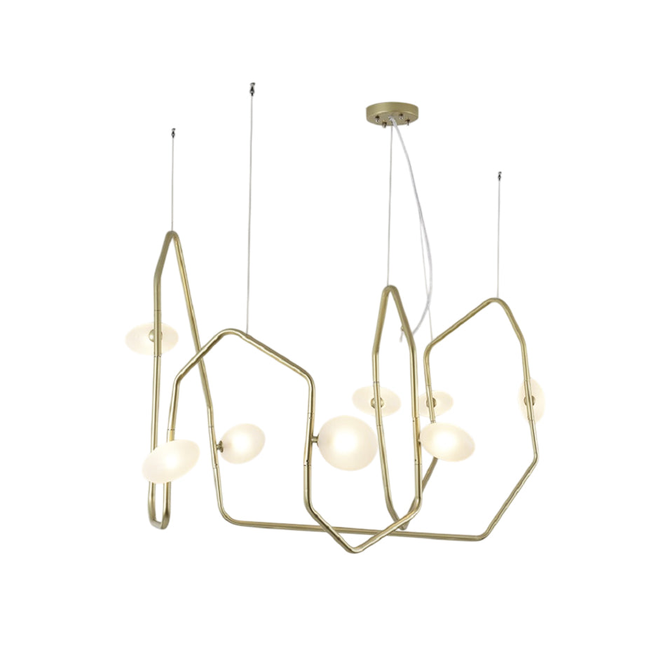 Palindrome Chandelier - Rotating Modular Brass & Glass Globe Light