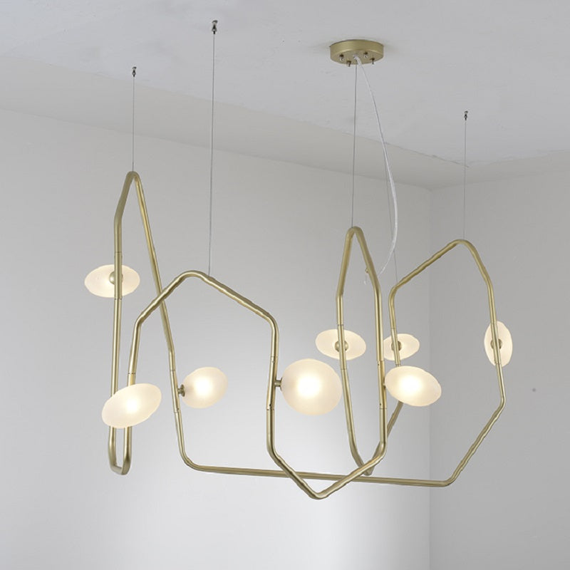 Palindrome Chandelier - Rotating Modular Brass & Glass Globe Light