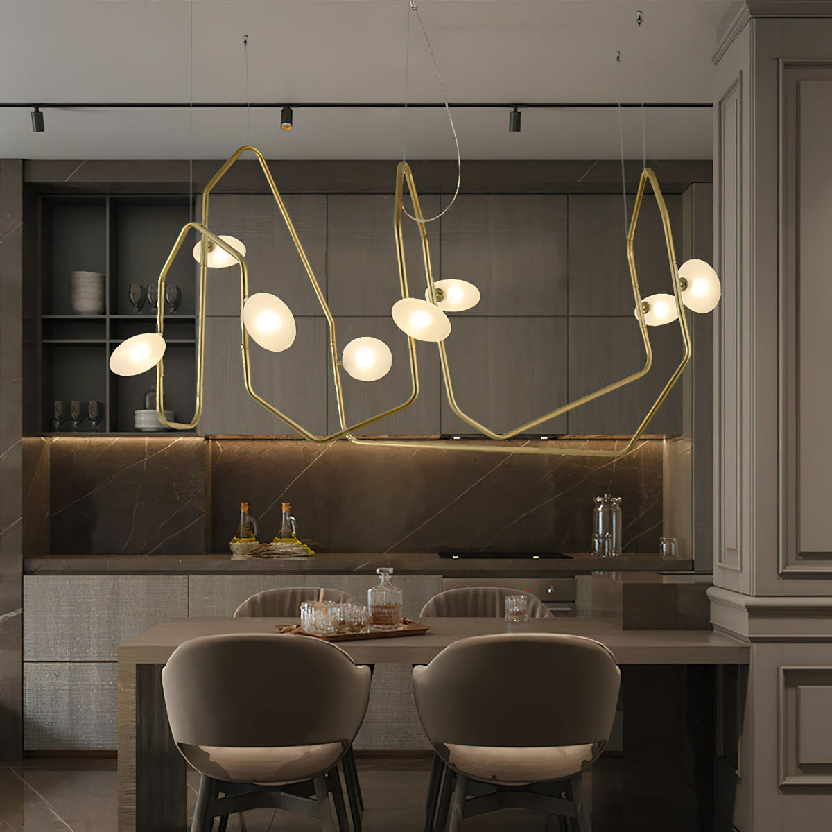 Palindrome Chandelier - Rotating Modular Brass & Glass Globe Light