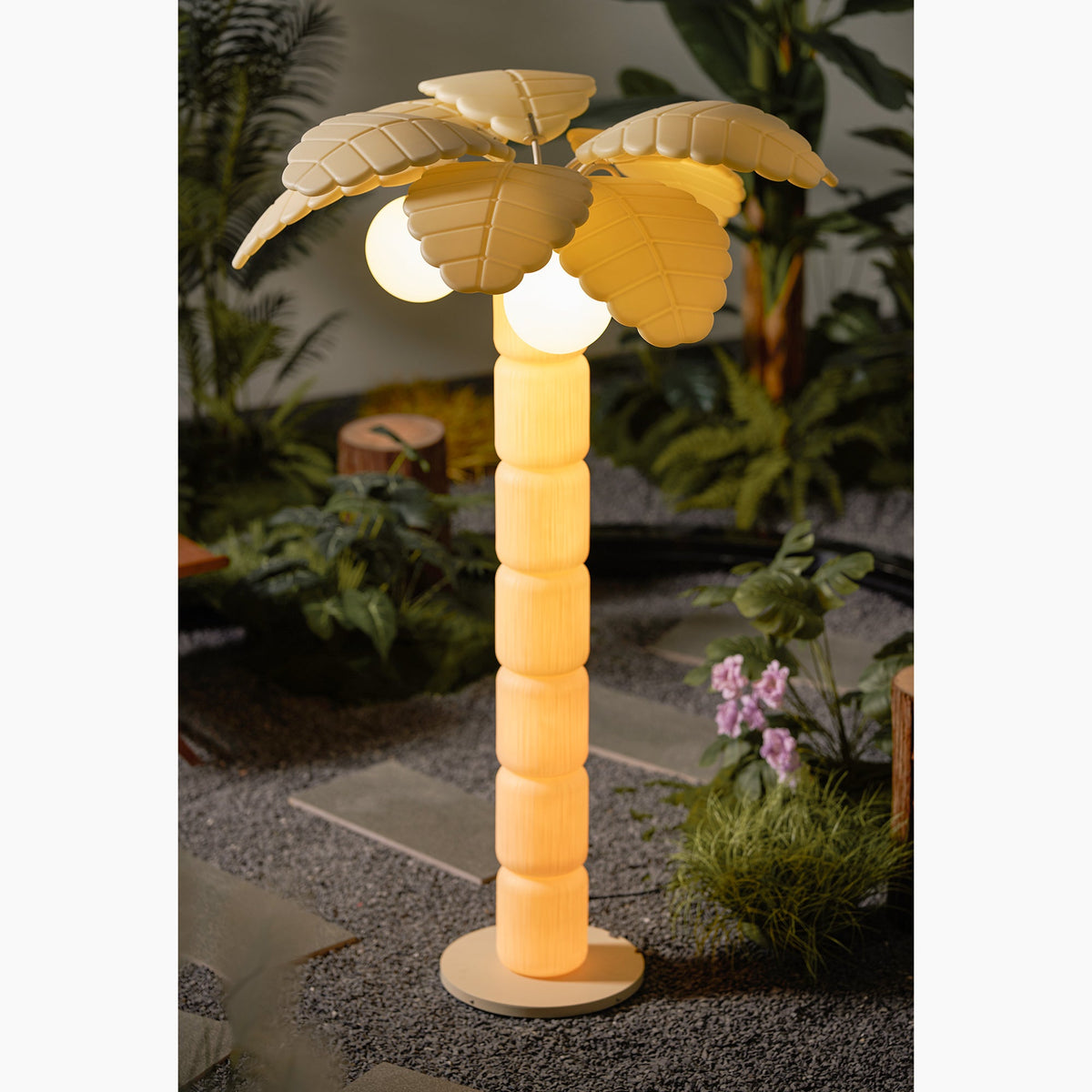 Palm Beach Outdoor Floor Lamp - Weatherproof Stainless Steel & PE Shade Light