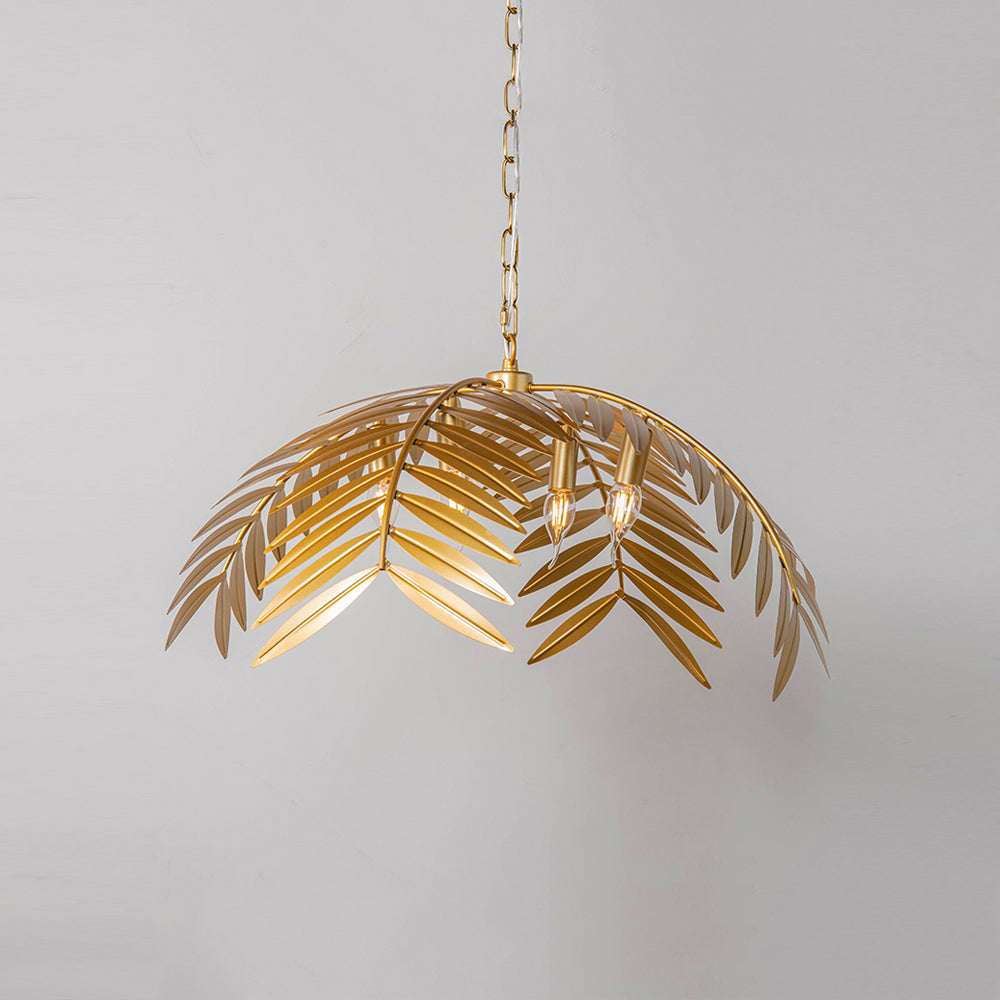 Palm Pendant Light - Art Deco Gold Cascading Palm Leaf Chandelier