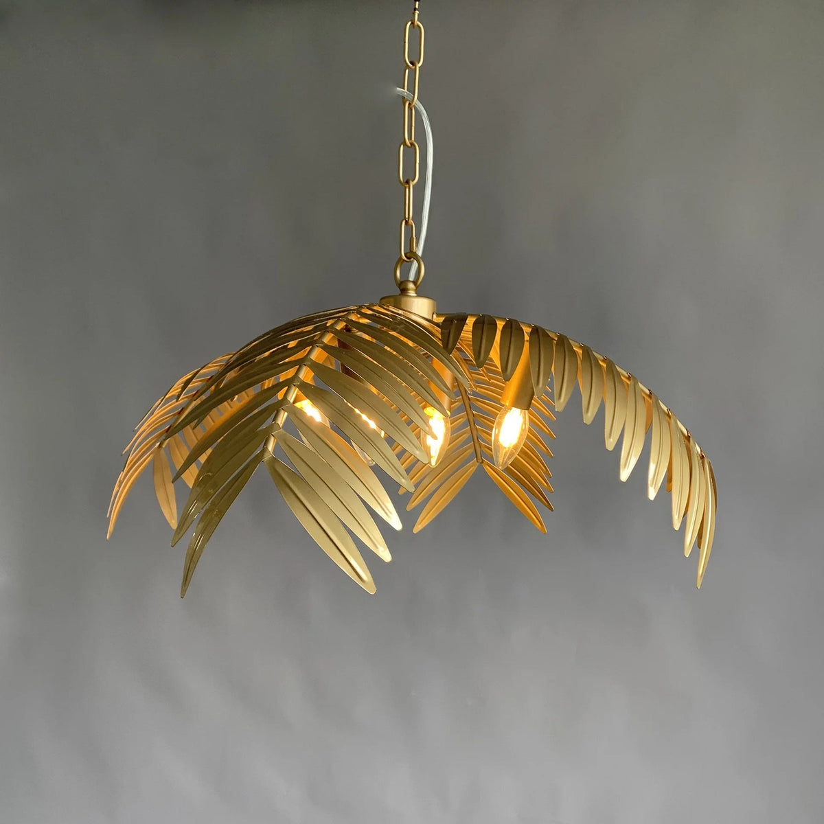 Palm Pendant Light - Art Deco Gold Cascading Palm Leaf Chandelier
