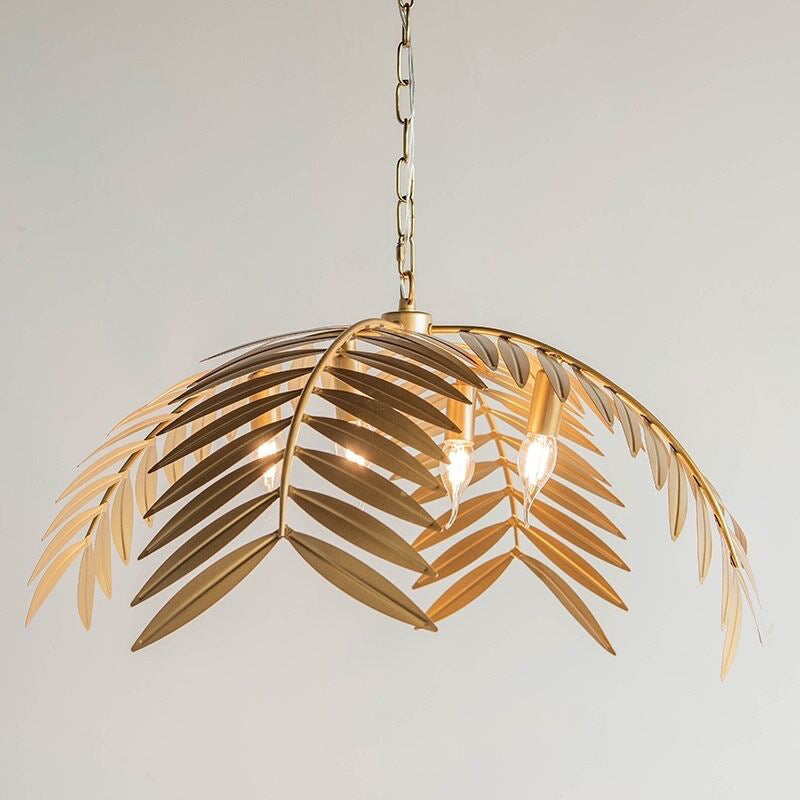 Palm Pendant Light - Art Deco Gold Cascading Palm Leaf Chandelier