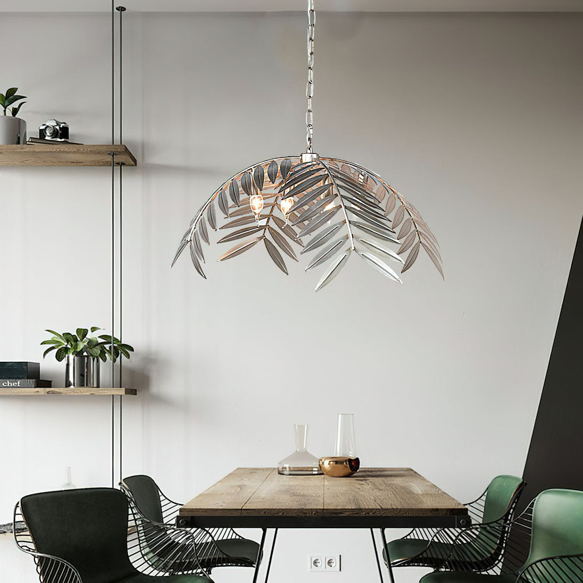 Palm Pendant Light - Art Deco Gold Cascading Palm Leaf Chandelier