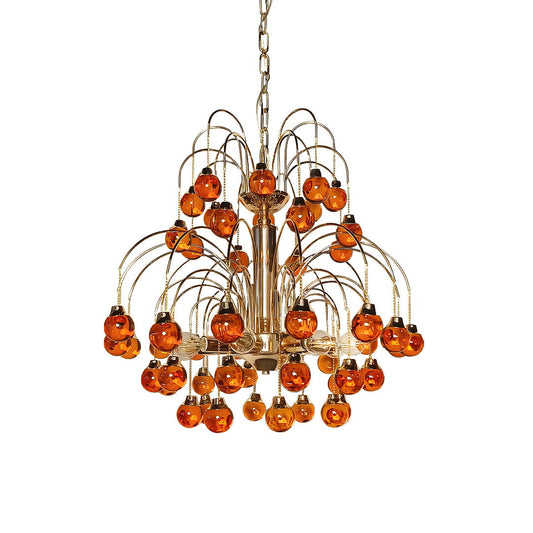 Palwa Murano Chandelier - Red Glass Cherry Drops & Gold Frame