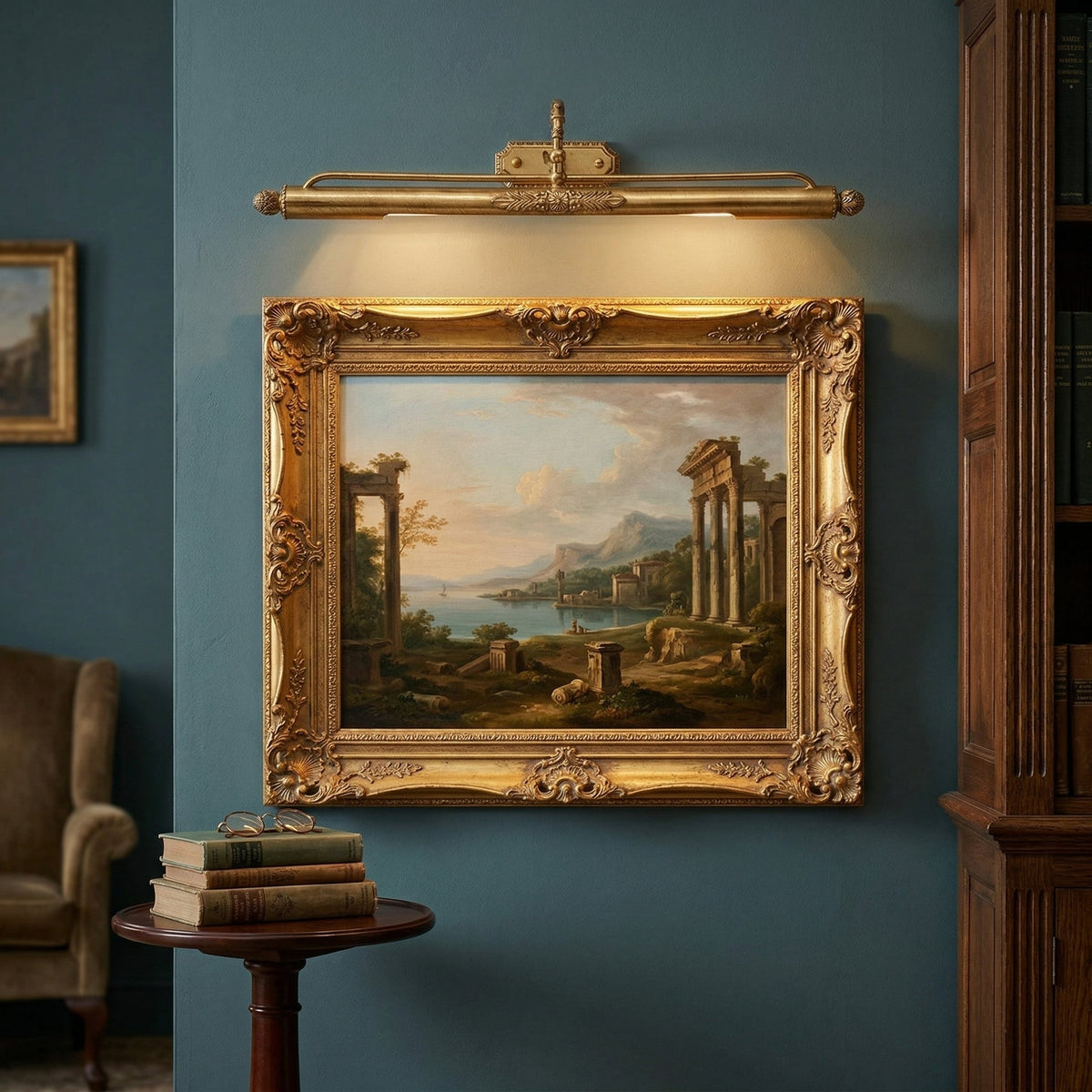 Pania Brass Wall Lamp - Picture Frame Picture Light in Antique Brass
