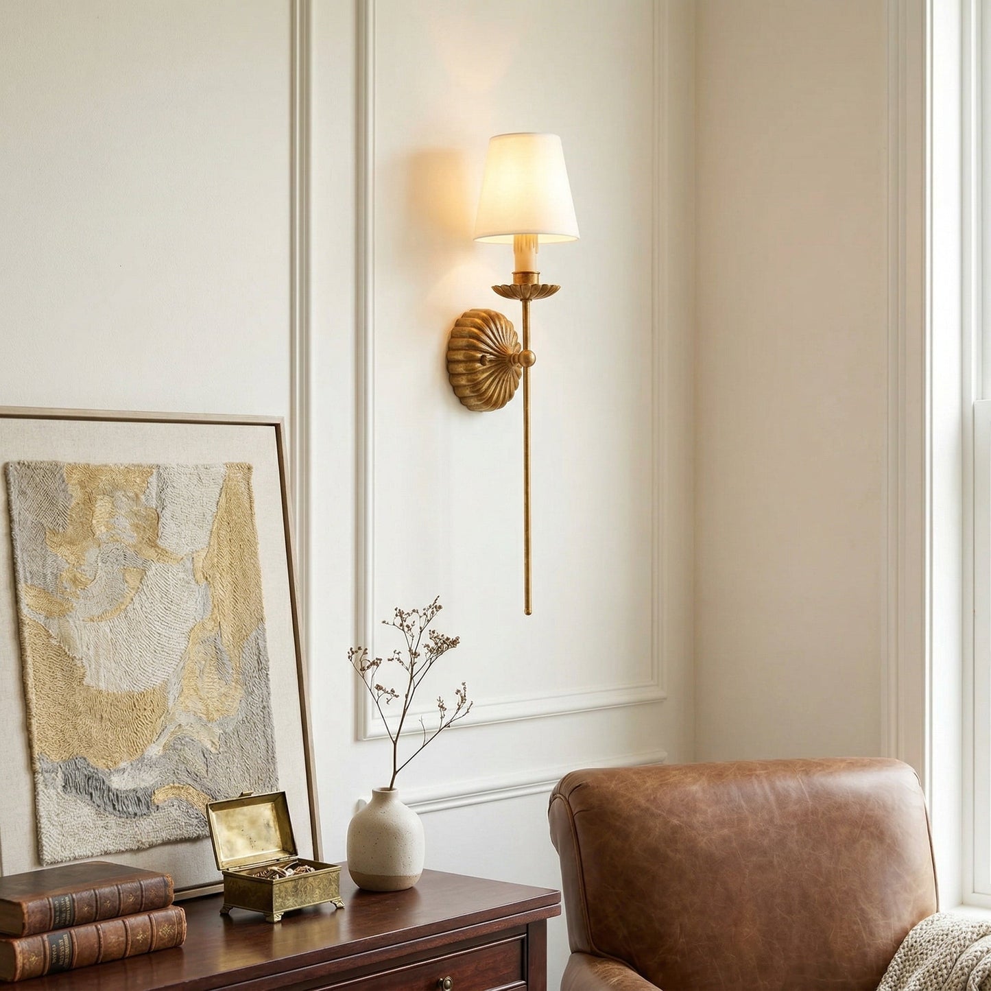Catina Wall Lamp - Luxury Antique Gold Leaf 2-Light Sconce
