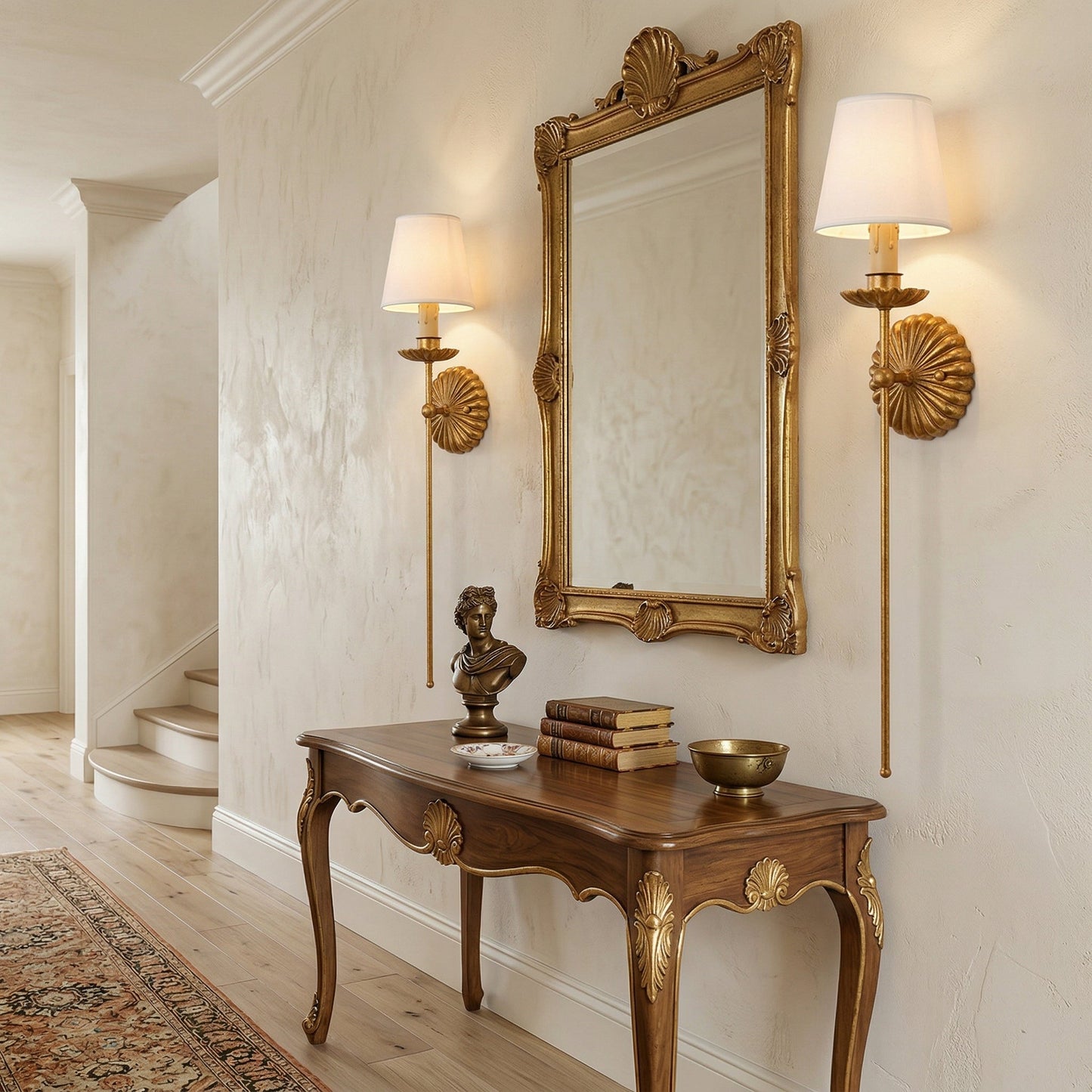 Catina Wall Lamp - Luxury Antique Gold Leaf 2-Light Sconce