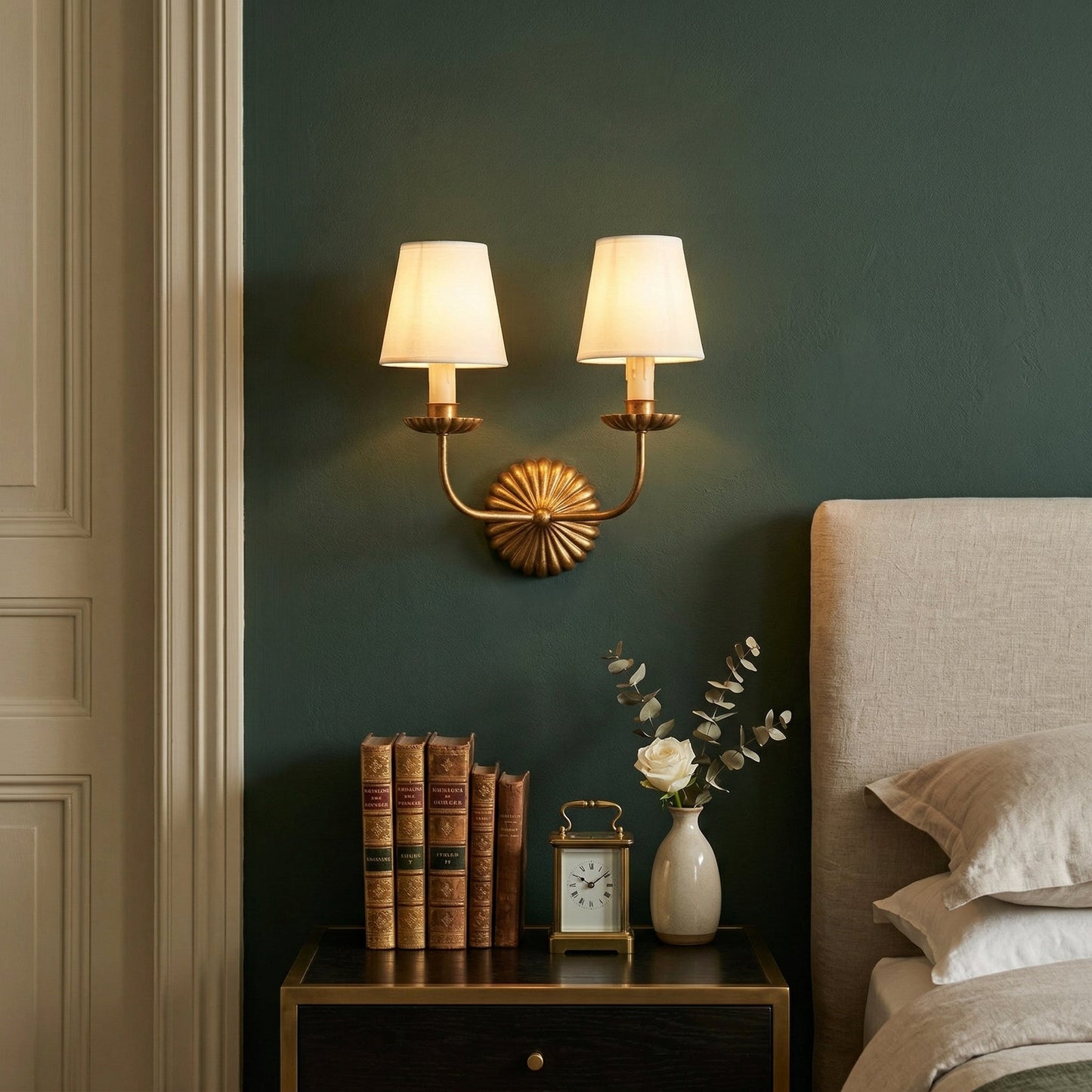 Catina Wall Lamp - Luxury Antique Gold Leaf 2-Light Sconce