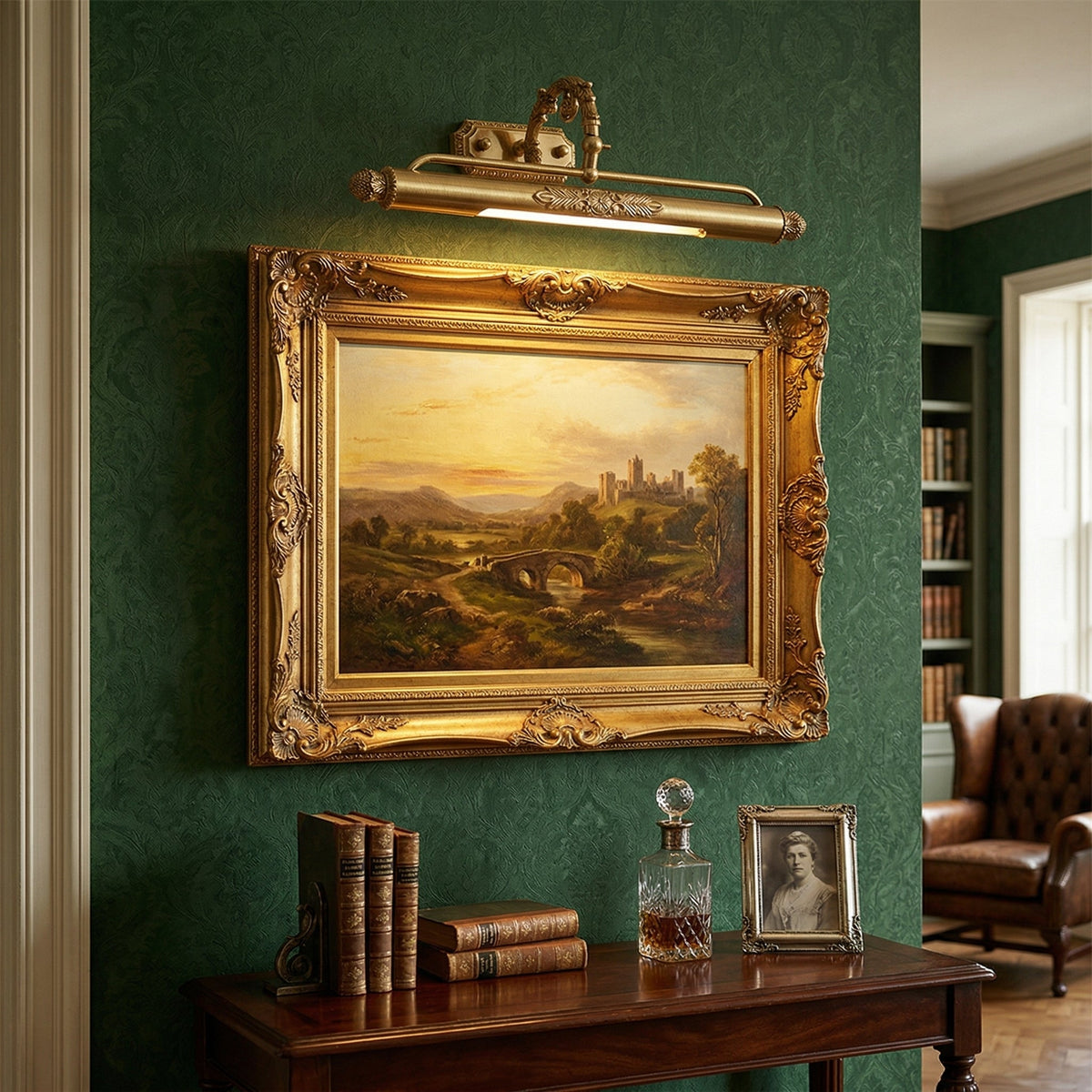Pania Brass Wall Lamp - Picture Frame Picture Light in Antique Brass