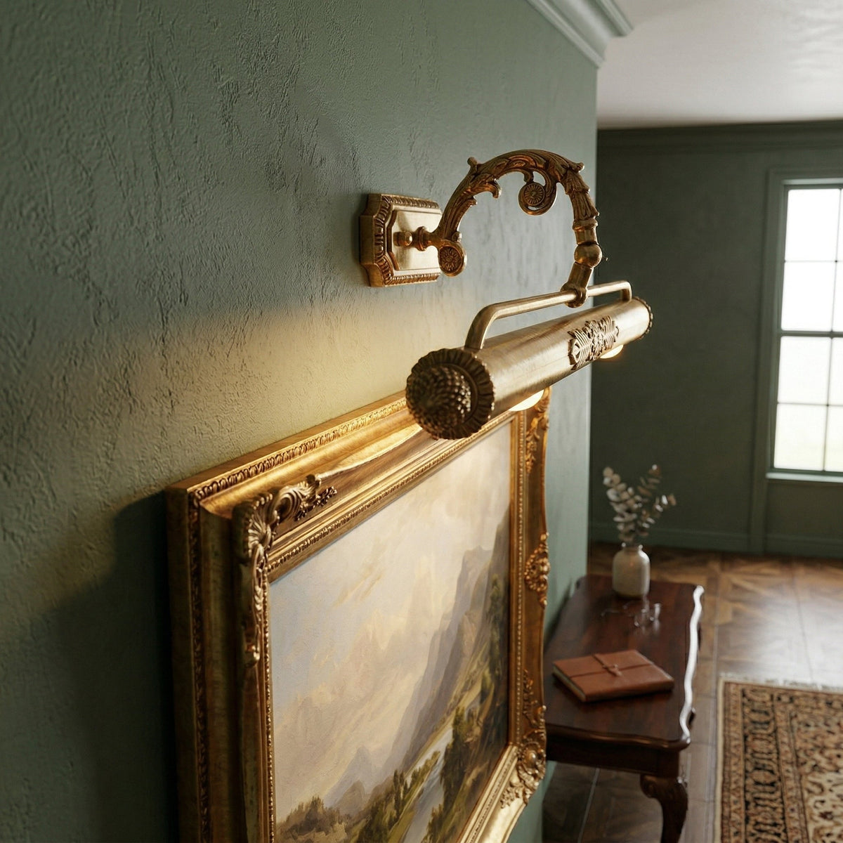 Pania Brass Wall Lamp - Picture Frame Picture Light in Antique Brass