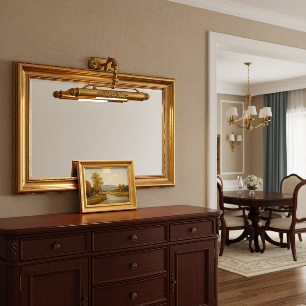 Pania Brass Wall Lamp - Picture Frame Picture Light in Antique Brass