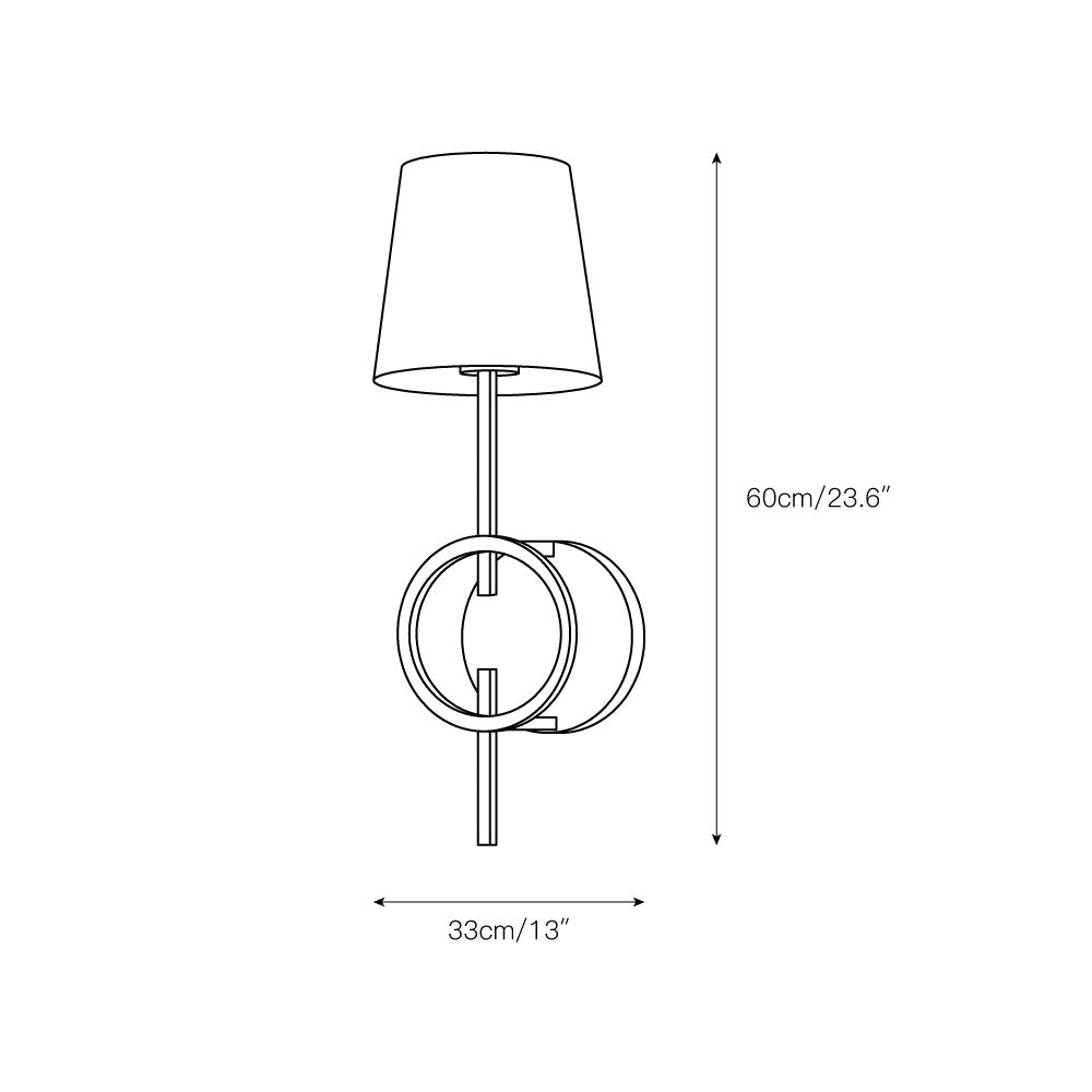 Paoli Wall Lamp - Charcoal Black Ring Frame & Linen Shade Sconce