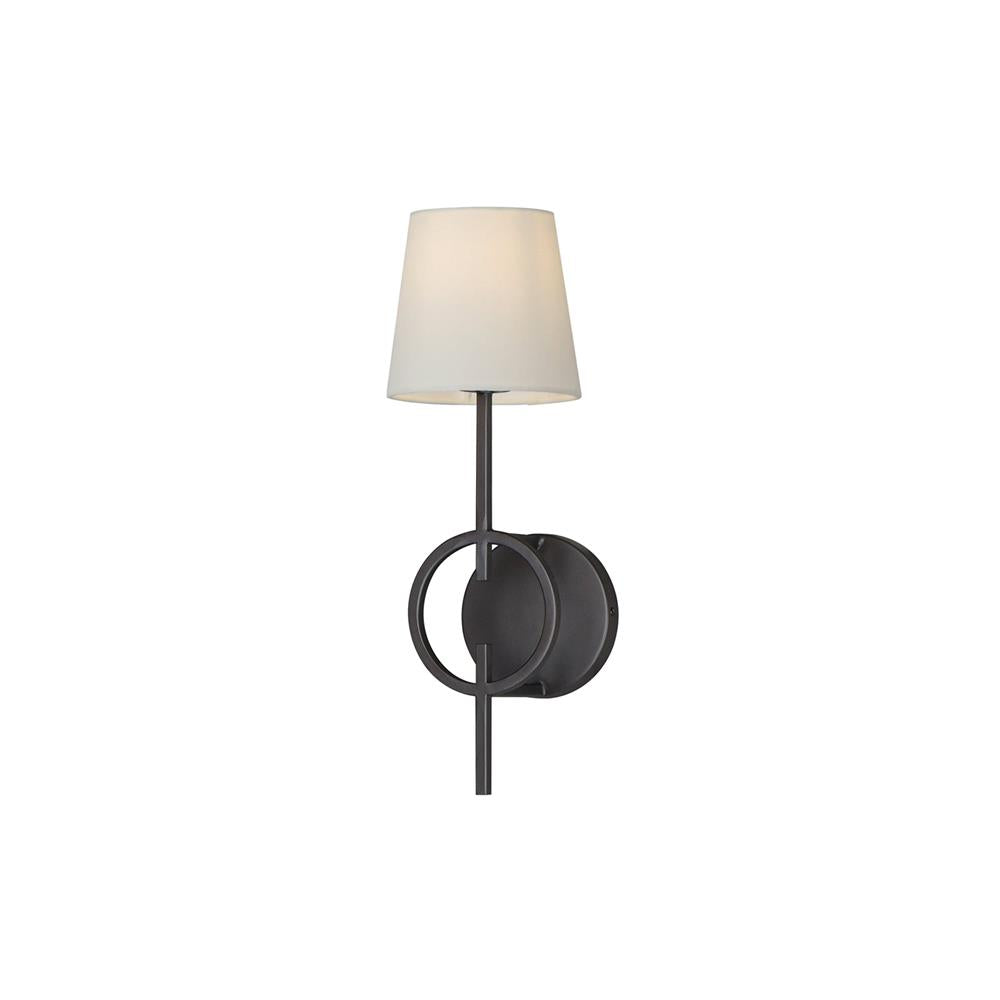 Paoli Wall Lamp - Charcoal Black Ring Frame & Linen Shade Sconce