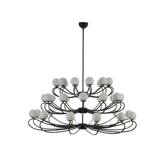 Papillon Chandelier - Artfully Curved Metal Tubes & Glass Globes