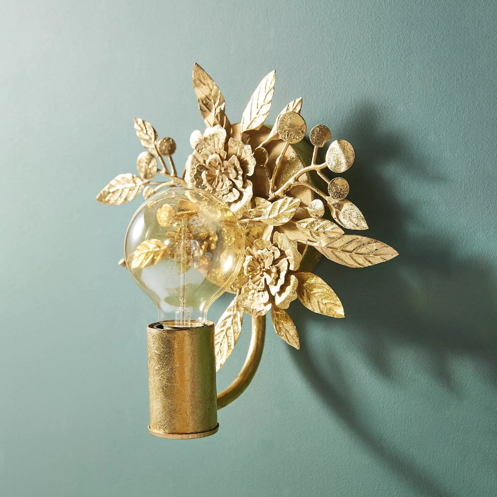 Paradiso Wall Lamp - Hand-Gilded Gold Leaf Floral Sconce