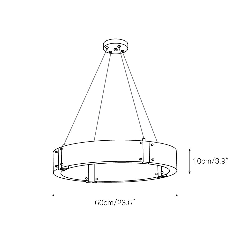 Parallel Ring Chandelier - Segmented Hand-Textured Glass Ring Light