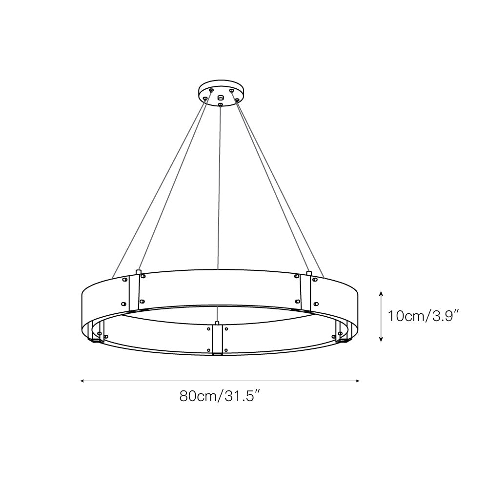 Parallel Ring Chandelier - Segmented Hand-Textured Glass Ring Light