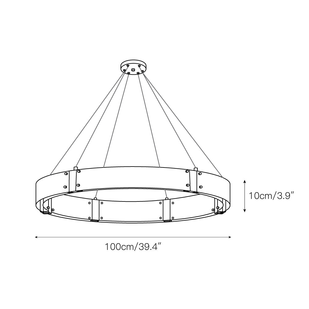 Parallel Ring Chandelier - Segmented Hand-Textured Glass Ring Light