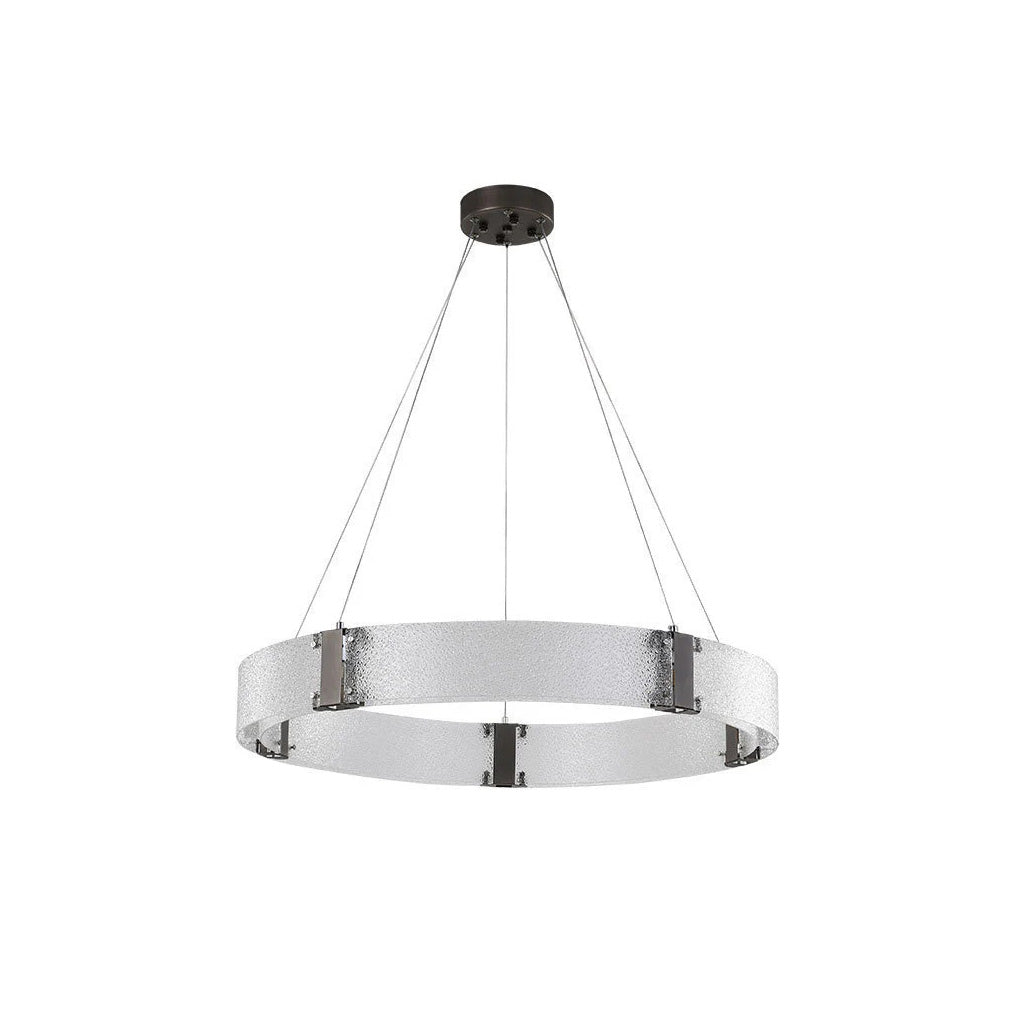 Parallel Ring Chandelier - Segmented Hand-Textured Glass Ring Light