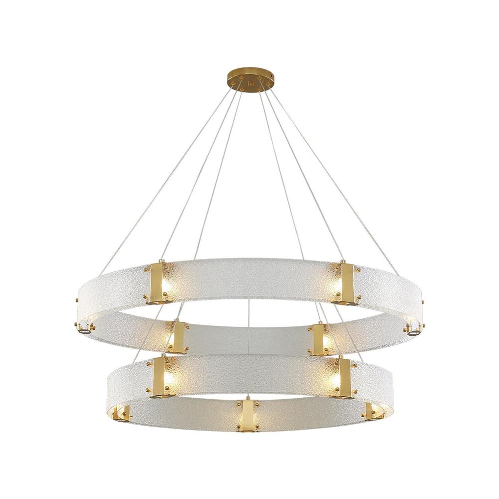 Parallel Ring Chandelier - Segmented Hand-Textured Glass Ring Light
