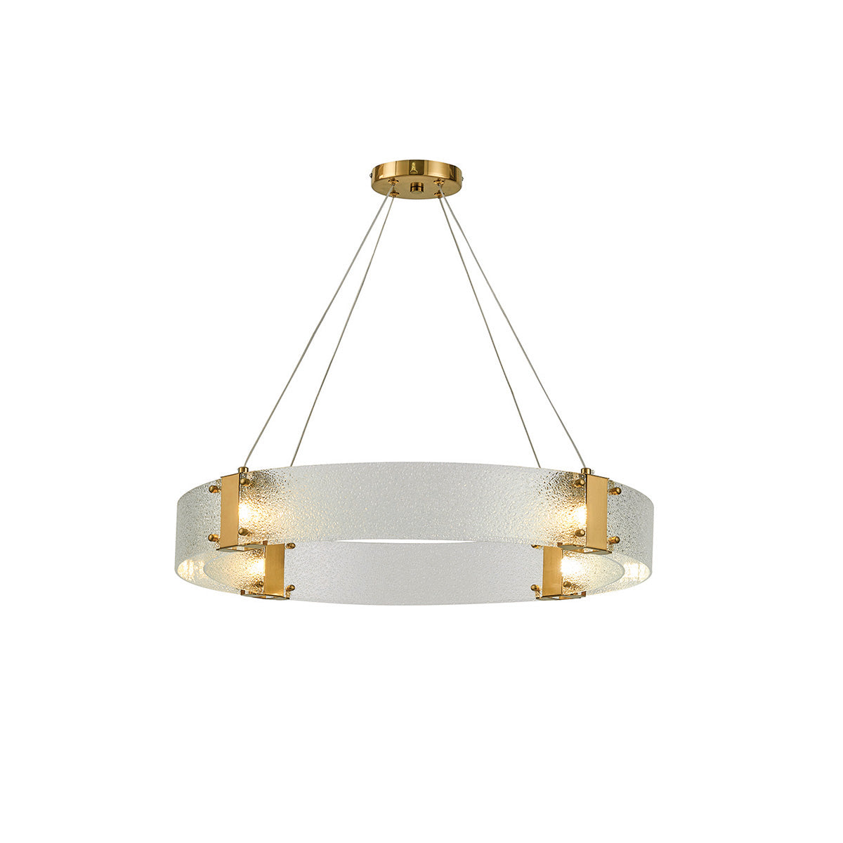 Parallel Ring Chandelier - Segmented Hand-Textured Glass Ring Light