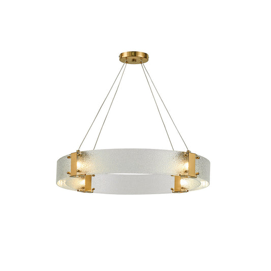 Parallel Ring Chandelier - Segmented Hand-Textured Glass Ring Light
