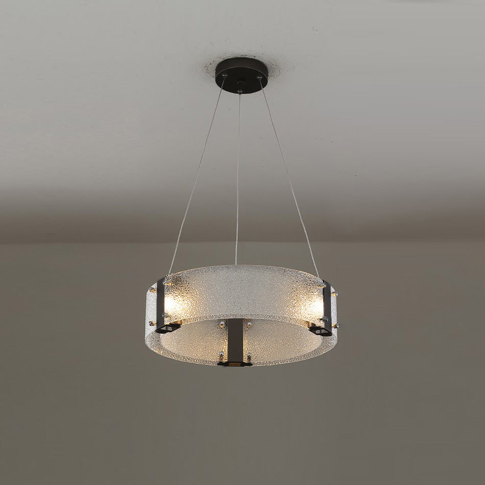 Parallel Ring Chandelier - Segmented Hand-Textured Glass Ring Light