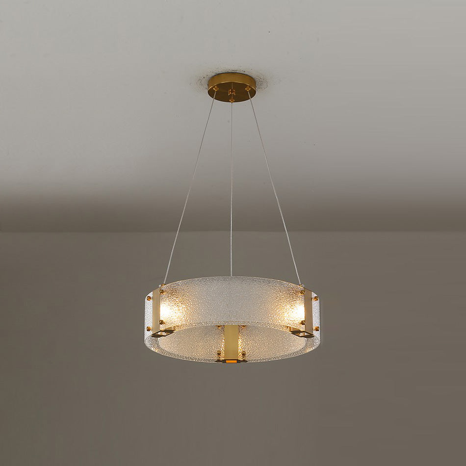 Parallel Ring Chandelier - Segmented Hand-Textured Glass Ring Light