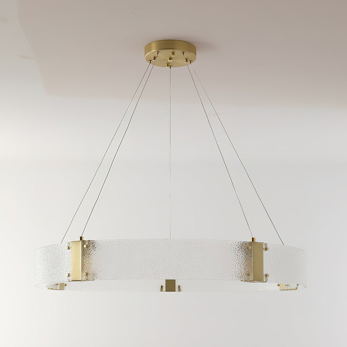 Parallel Ring Chandelier - Segmented Hand-Textured Glass Ring Light
