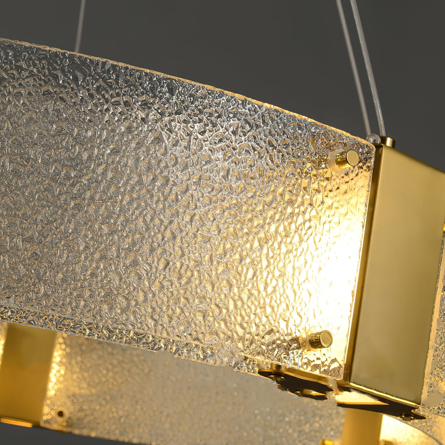 Parallel Ring Chandelier - Segmented Hand-Textured Glass Ring Light