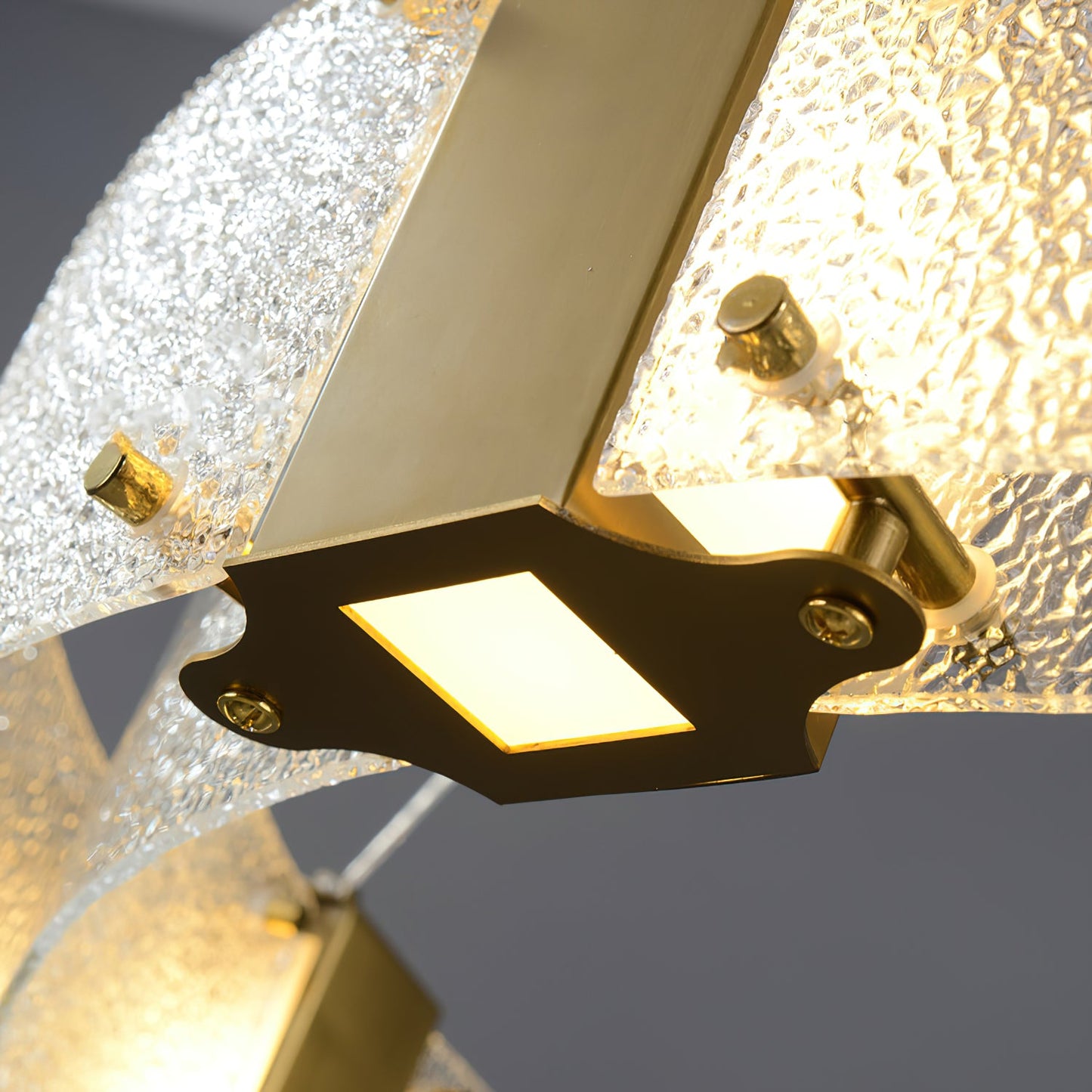 Parallel Ring Chandelier - Segmented Hand-Textured Glass Ring Light