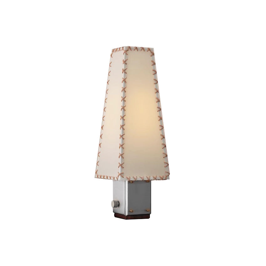 Parchment Table Lamp - Solid Walnut & Silver Iron Base Accent Light