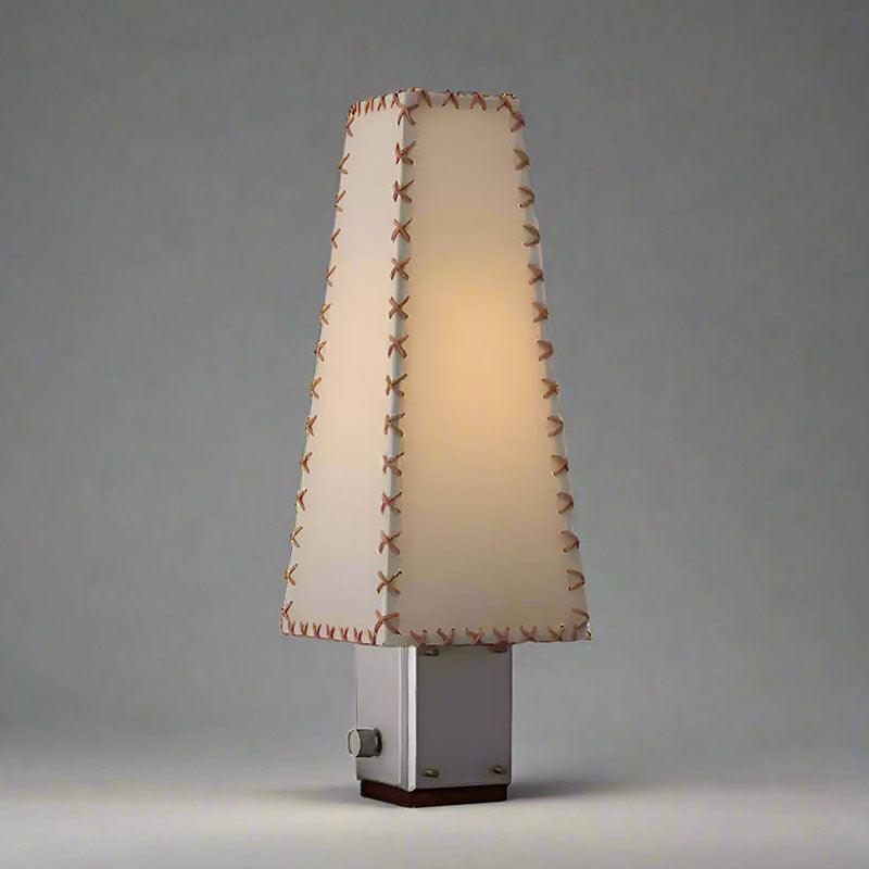 Parchment Table Lamp - Solid Walnut & Silver Iron Base Accent Light