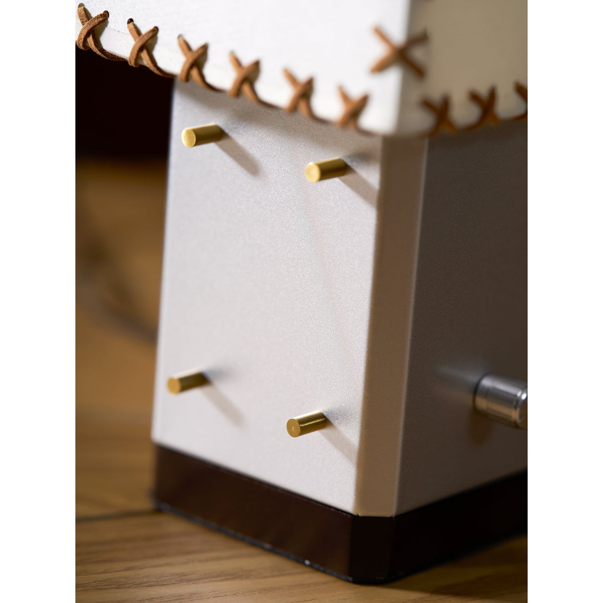 Parchment Table Lamp - Solid Walnut & Silver Iron Base Accent Light